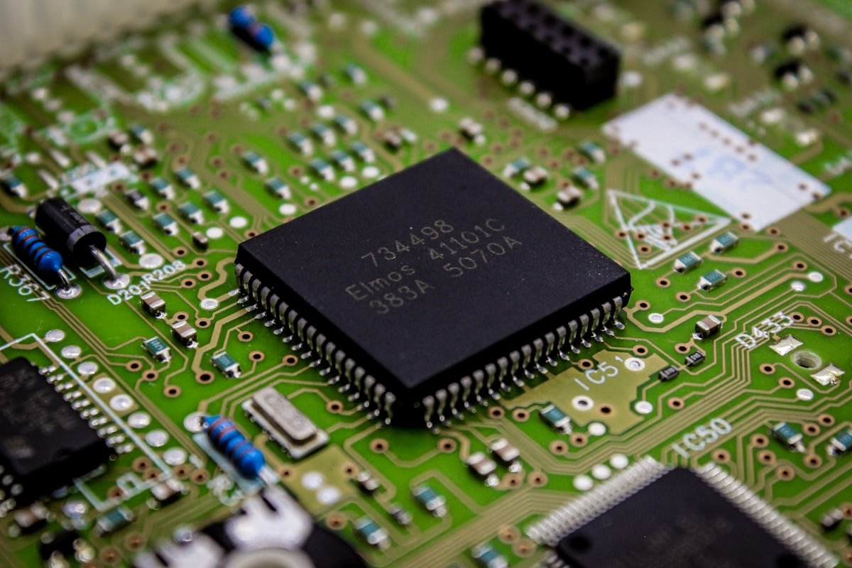 Close-up of electronic chip markings used for authentication verification